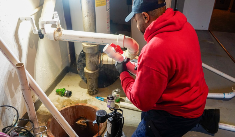 Plumbing work being carried out on a domestic supply line in Durban